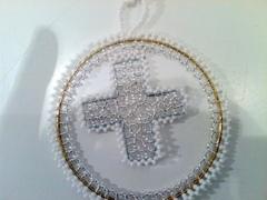 Xmas deco beads - circle with cross
kr. 48/stk
